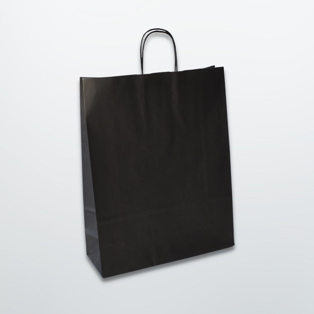 Black paper store carrier bags