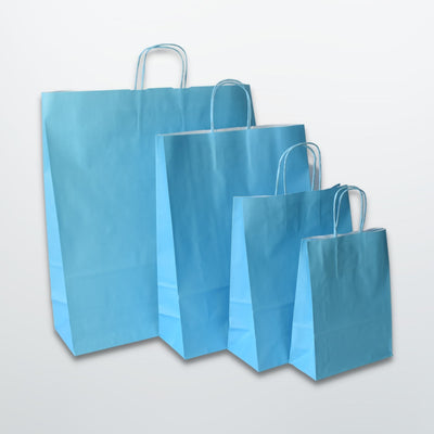 Blue Twist Handle Paper Carrier Bag - Plain - Print on Paper Bags