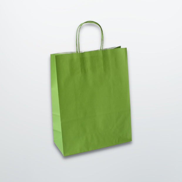 Lime Green Twist Handle Paper Carrier Bag - Plain - Print on Paper Bags