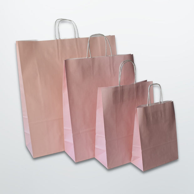 Pink Twist Handle Paper Carrier Bag - Plain - Print on Paper Bags
