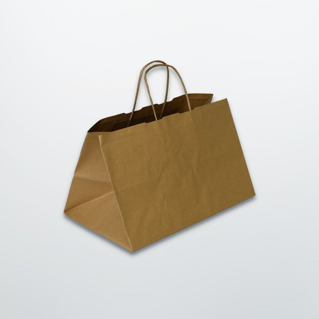 Brown Wide Base Twist Handle Paper Bags - Plain - Print on Paper Bags