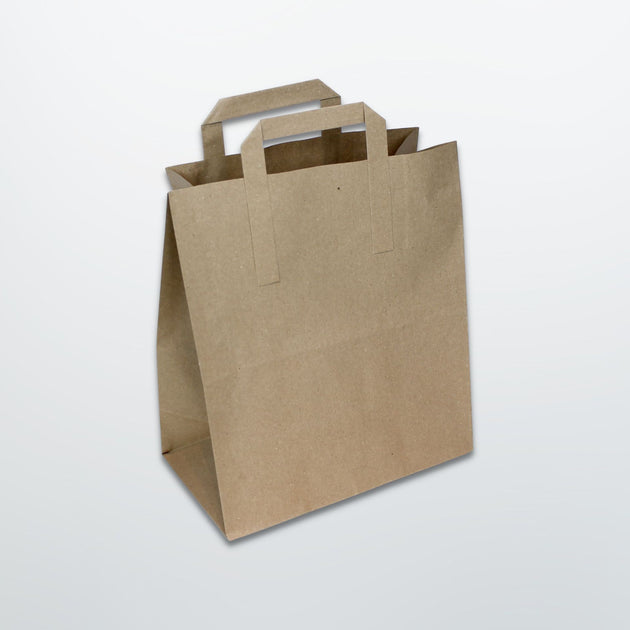 Brown Flat Tape Handle Paper Bags Plain Print on Paper Bags
