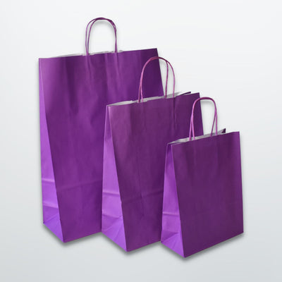 Purple Twist Handle Paper Carrier Bag - Plain - Print on Paper Bags