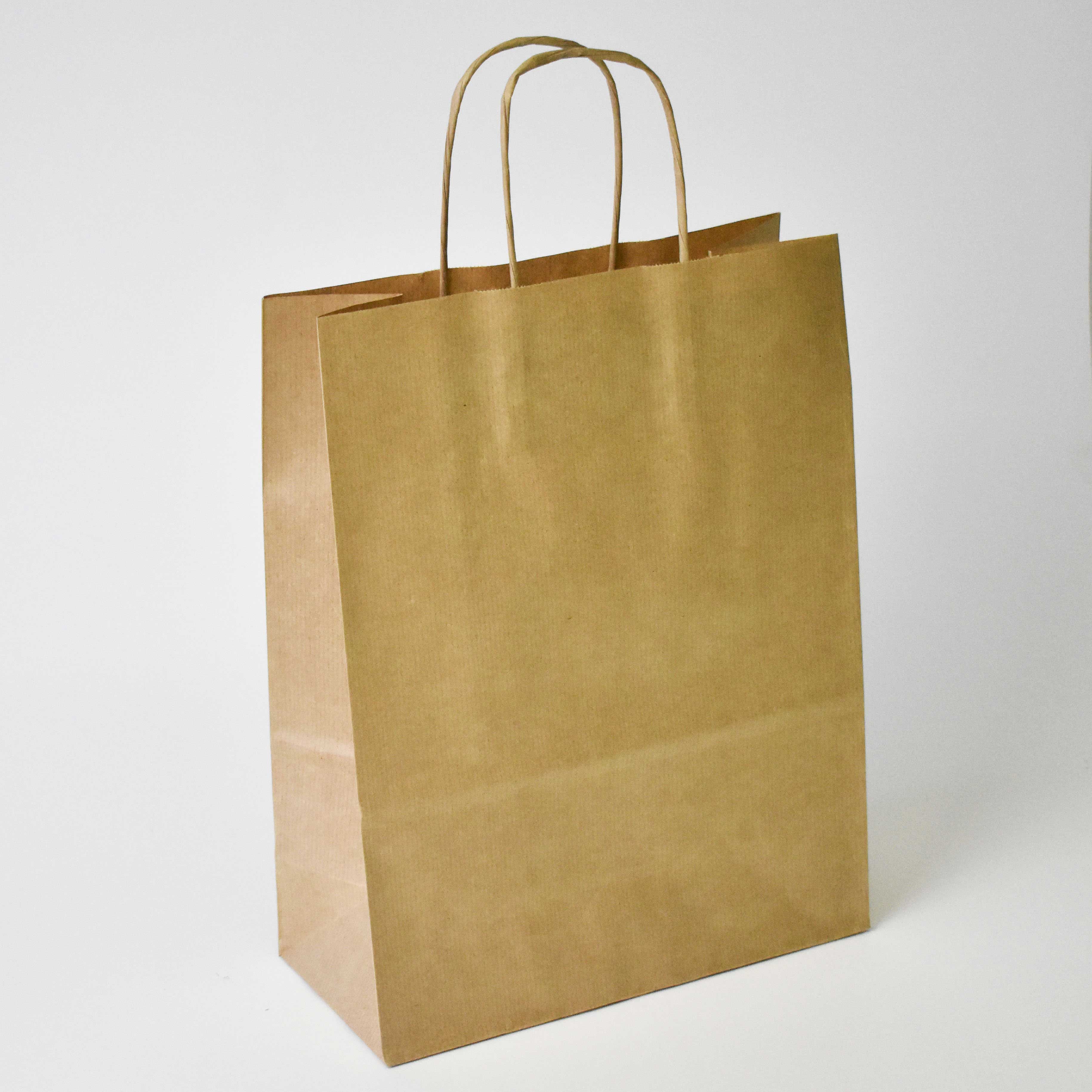 Brown Twist Handle Paper Carrier Bags - Plain - Print on Paper Bags