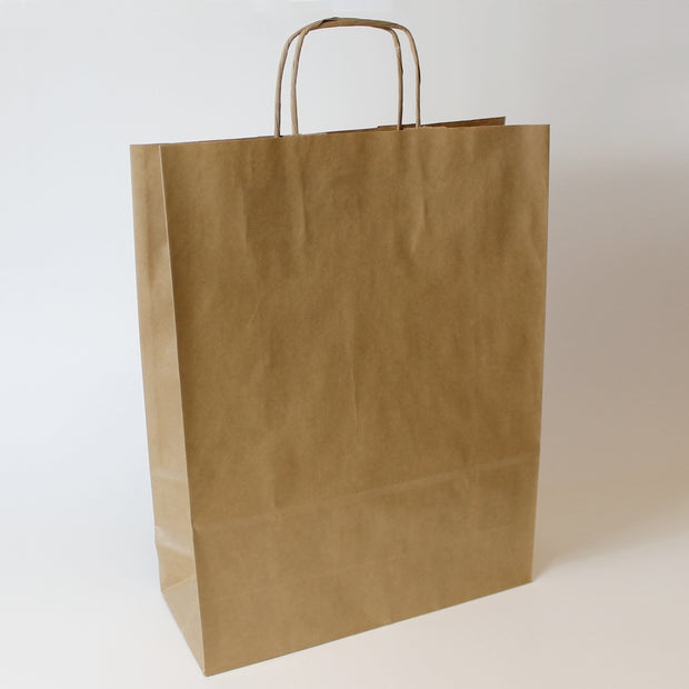 Brown Twist Handle Paper Carrier Bags - Plain - Print on Paper Bags