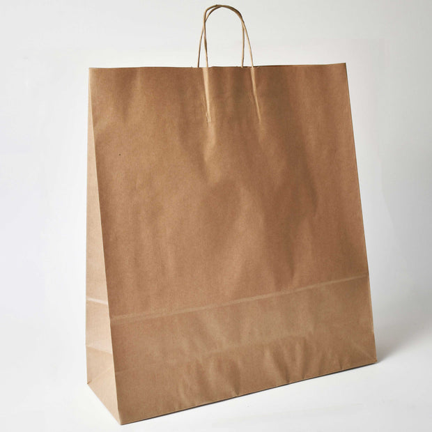 Brown Twist Handle Paper Carrier Bags - Plain - Print on Paper Bags