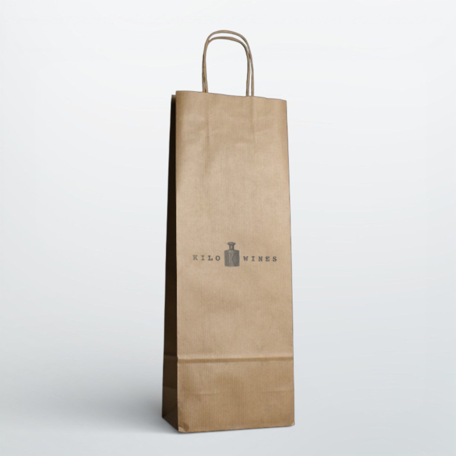 Brown Twist Handle Paper Wine Bottle Bag - Printed | Print On Paper Bags