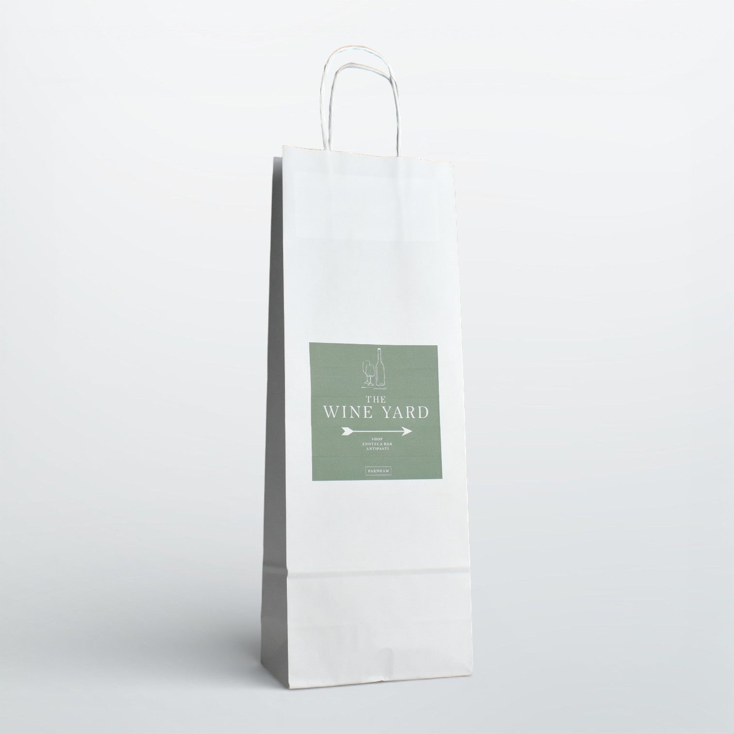 White Twist Handle Paper Wine Bottle Bag - Printed | Print On Paper Bags