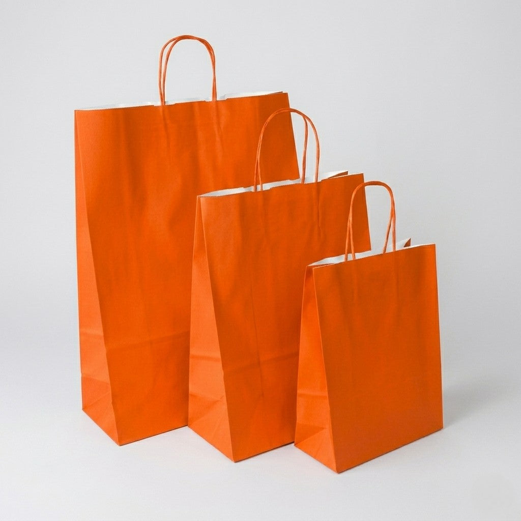 Orange Twist Handle Paper Carrier Bag - Plain | Print On Paper Bags