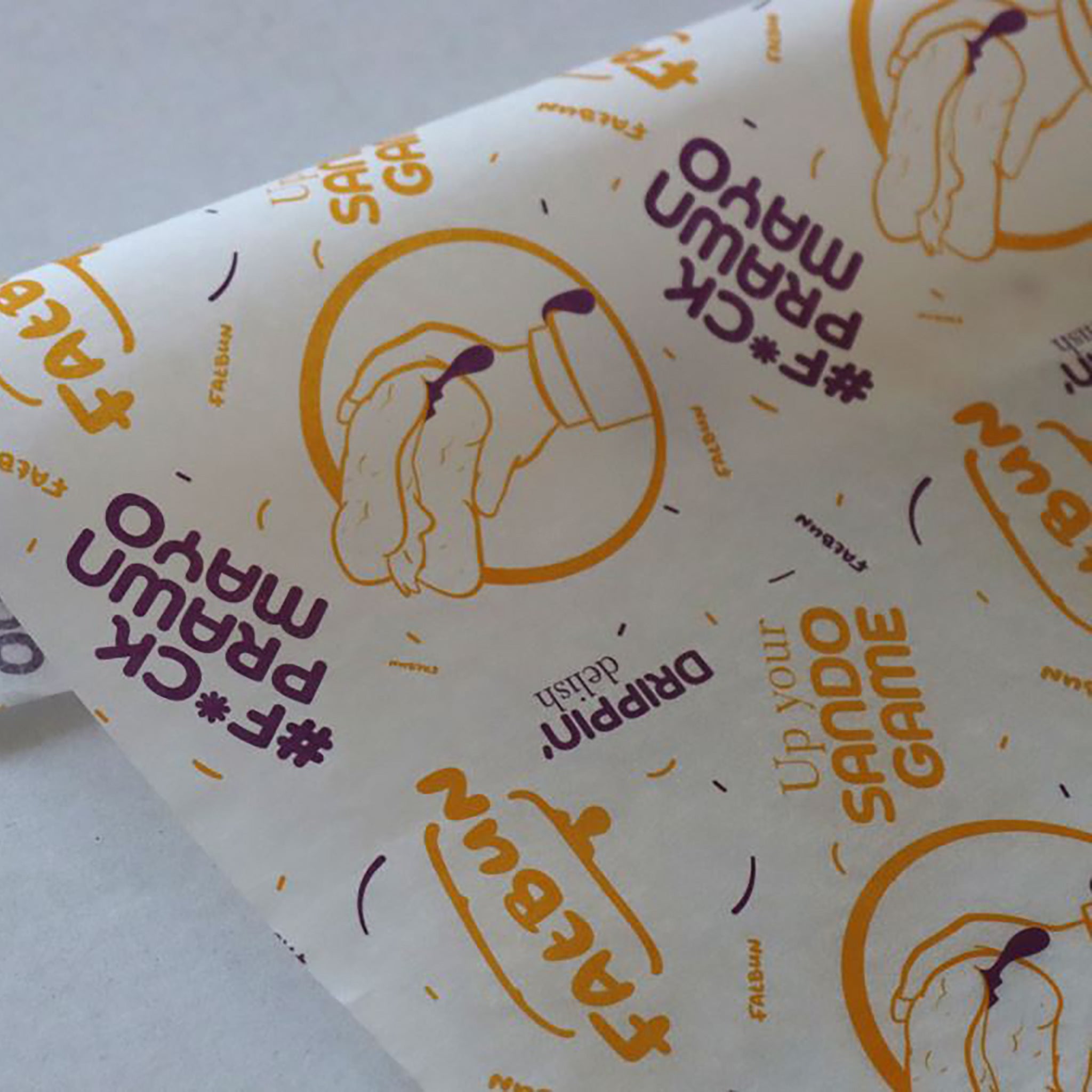 Custom Printed White Greaseproof Paper - 2 Colour Print - Print on Paper Bags