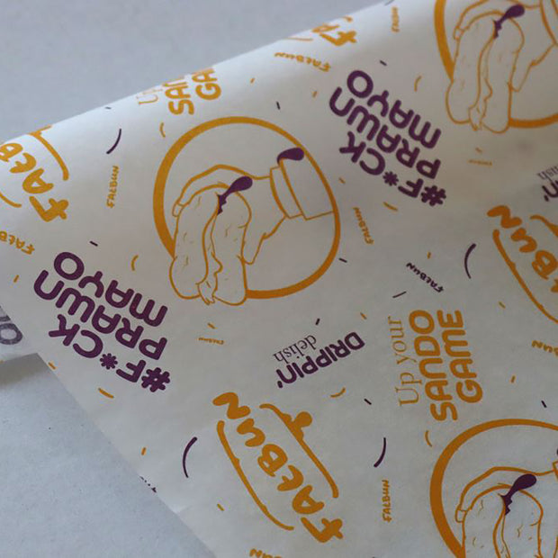 Custom Printed White Greaseproof Paper - 2 Colour Print