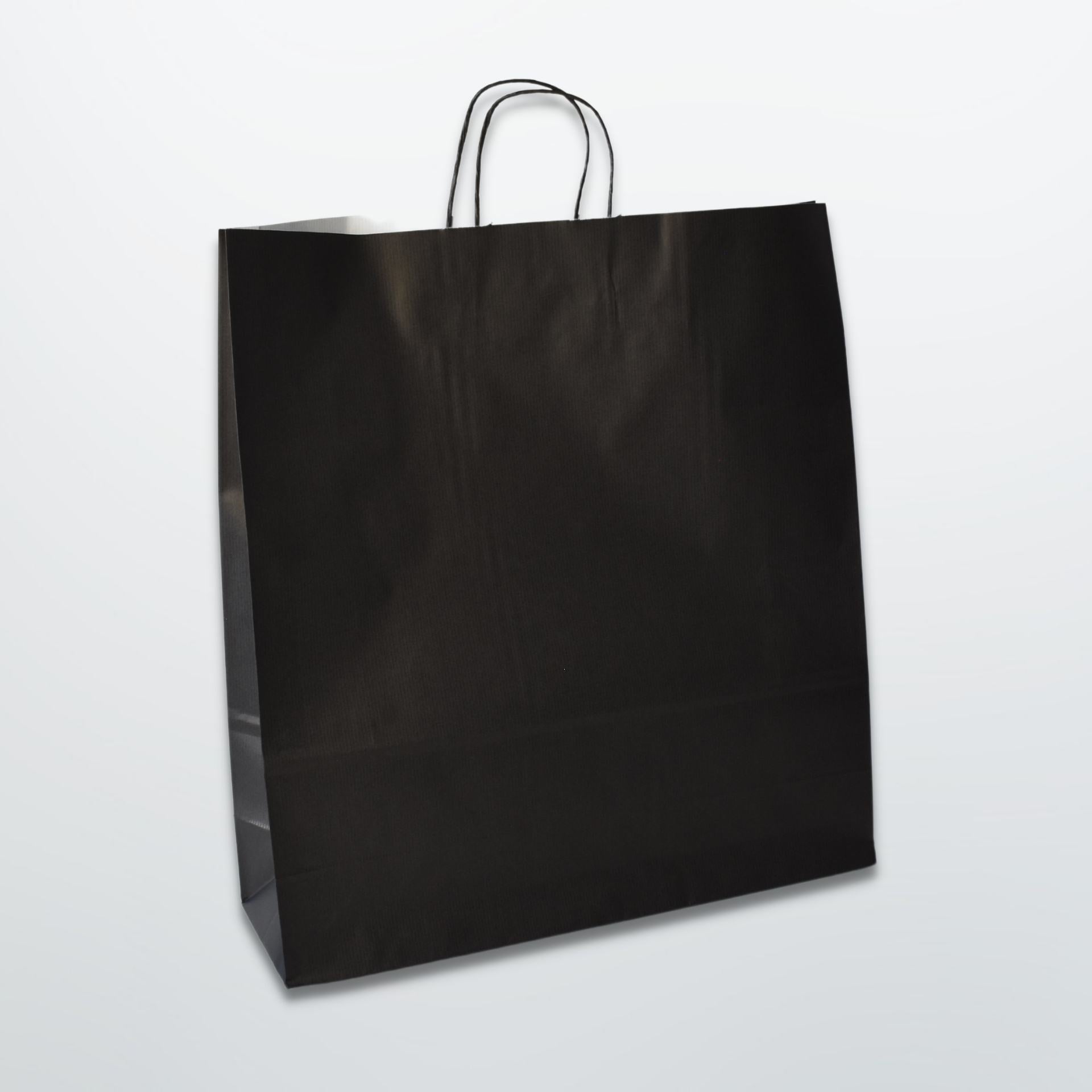 Black Twist Handle Paper Carrier Bag - Plain - Print on Paper Bags