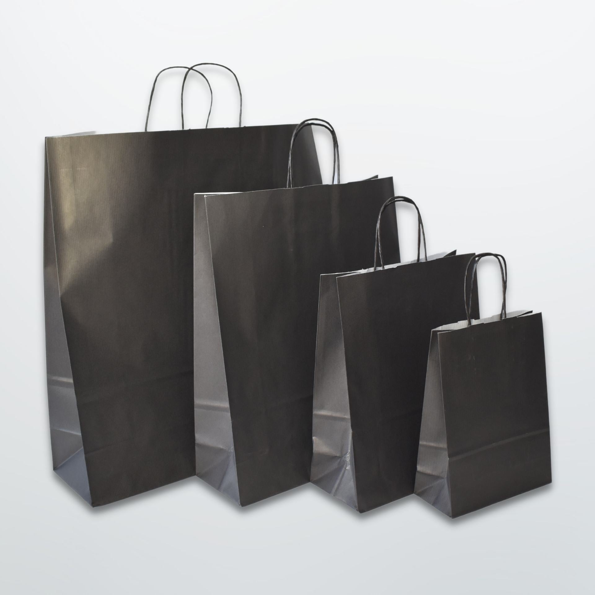 Black Twist Handle Paper Carrier Bag - Plain - Print on Paper Bags