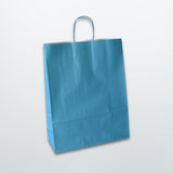 Blue Twist Handle Paper Carrier Bag - Plain - Print on Paper Bags