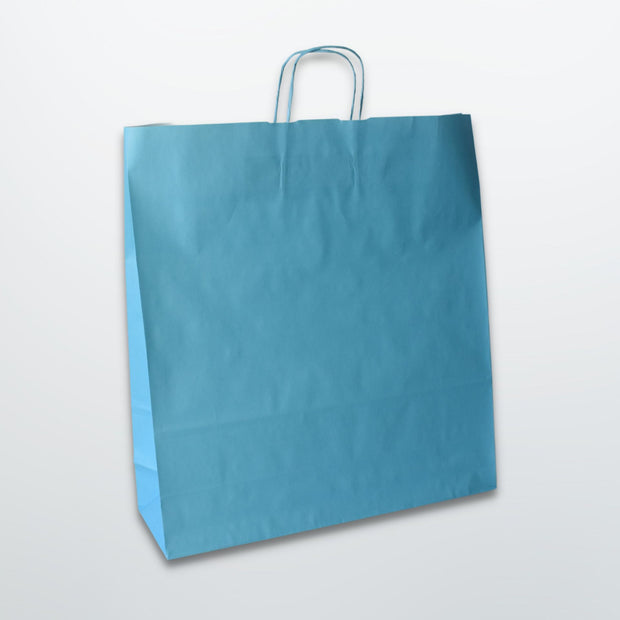 Blue Twist Handle Paper Carrier Bag - Plain - Print on Paper Bags