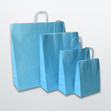Blue Twist Handle Paper Carrier Bag - Plain - Print on Paper Bags