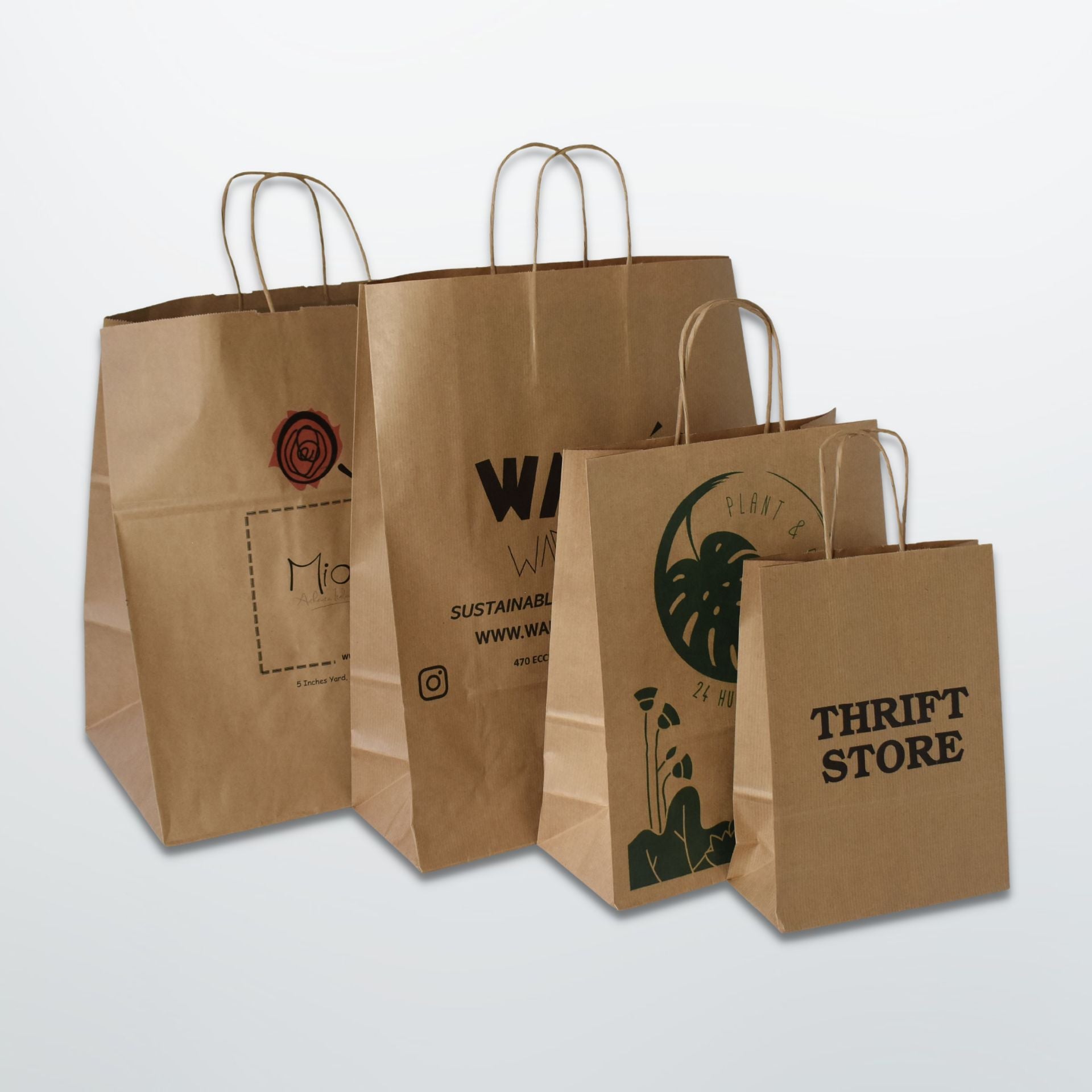 Brown Twist Handle Paper Carrier Bag - Printed - Print on Paper Bags