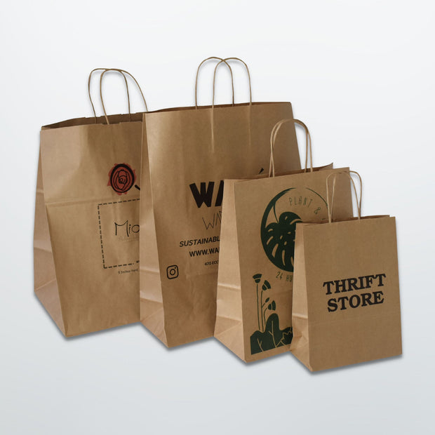 Brown Twist Handle Paper Carrier Bag - Printed - Print on Paper Bags