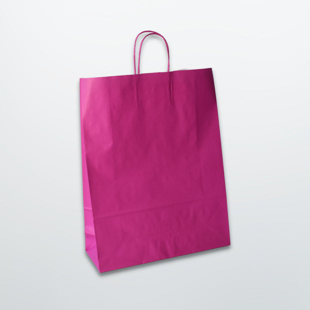Cerise Twist Handle Paper Carrier Bag - Plain - Print on Paper Bags