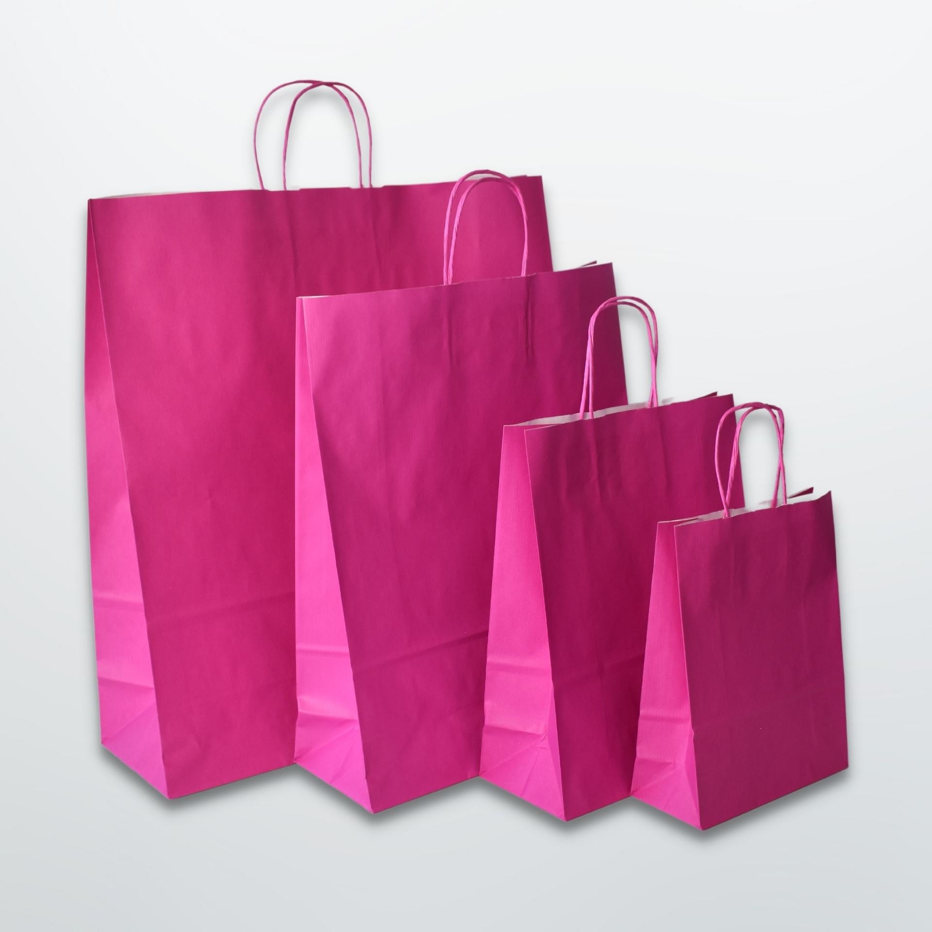 Cerise Twist Handle Paper Carrier Bag - Plain - Print on Paper Bags