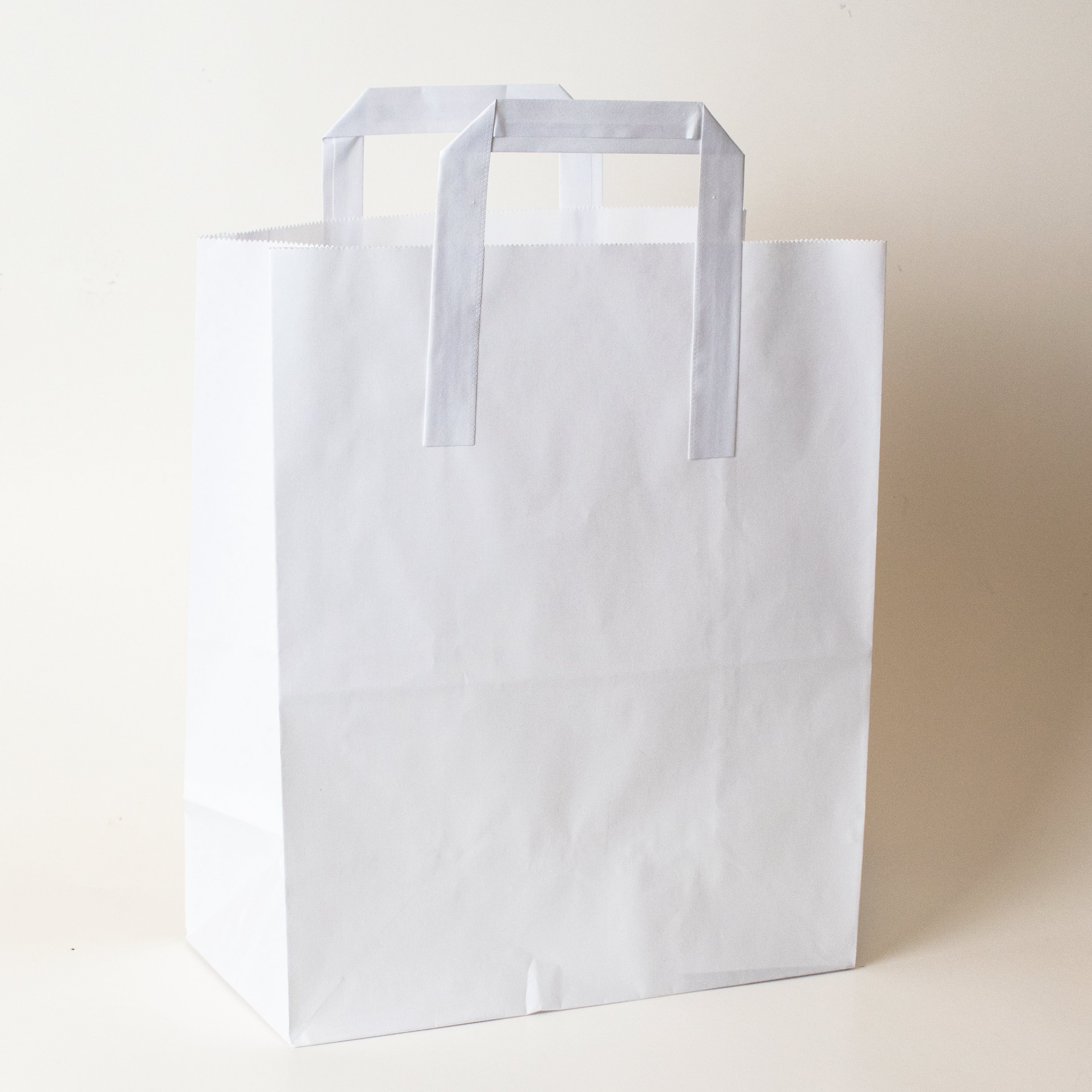 White Flat Tape Handle Paper Bags - Plain - Print on Paper Bags
