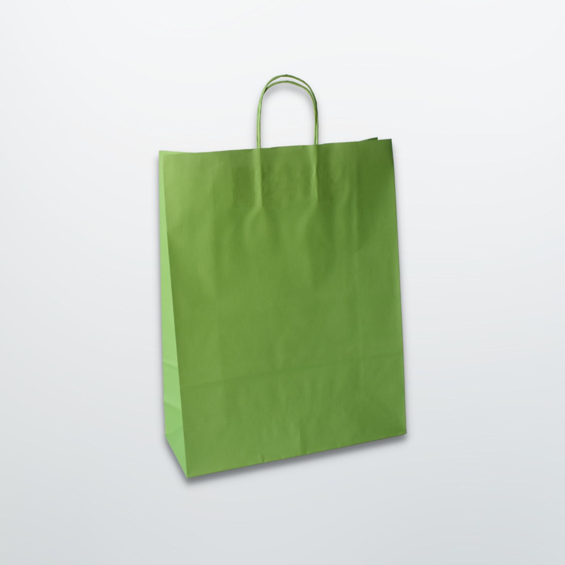 Lime Green Twist Handle Paper Carrier Bag - Plain - Print on Paper Bags