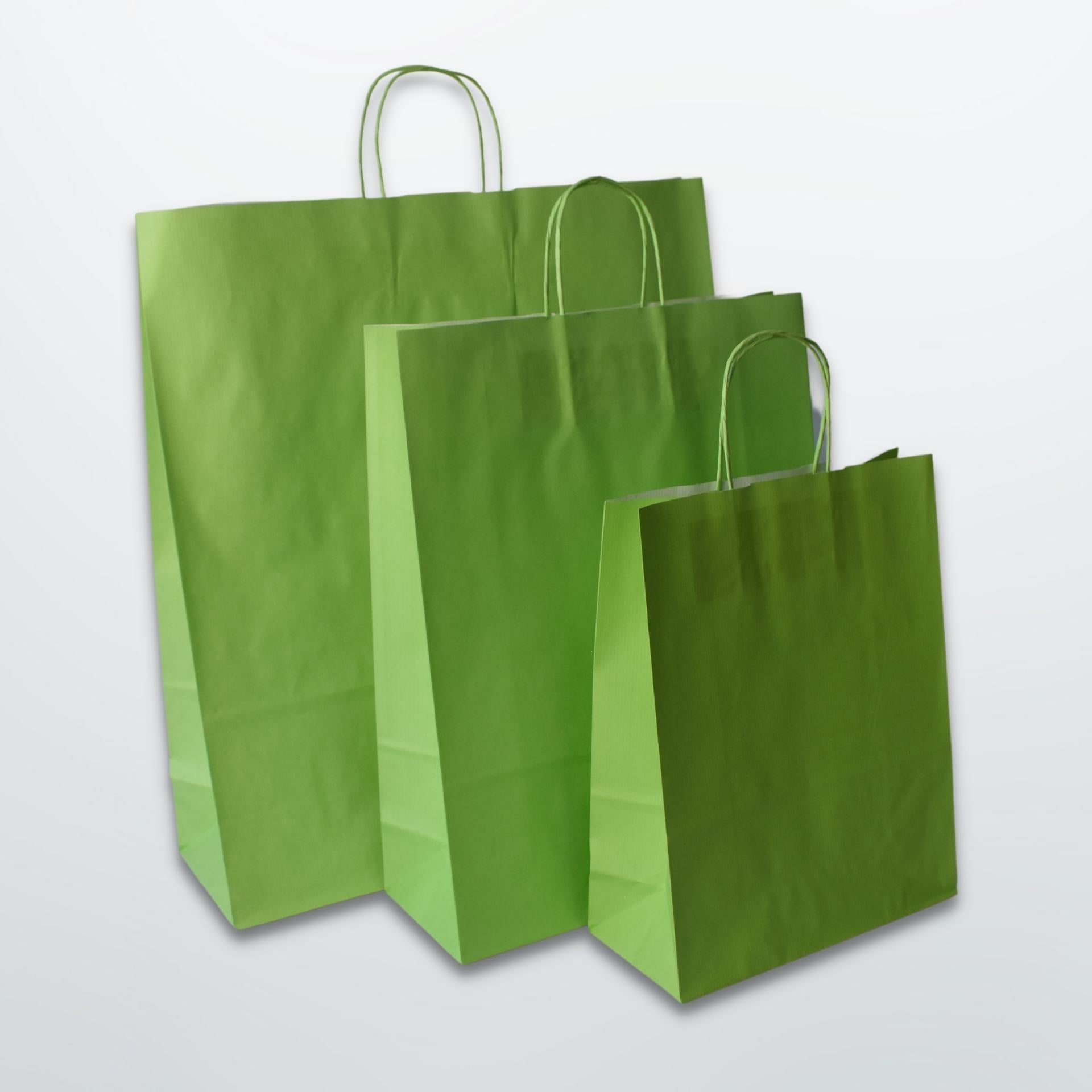 Lime Green Twist Handle Paper Carrier Bag - Plain - Print on Paper Bags
