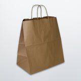 Brown Wide Base Twist Handle Paper Bags - Plain - Print on Paper Bags