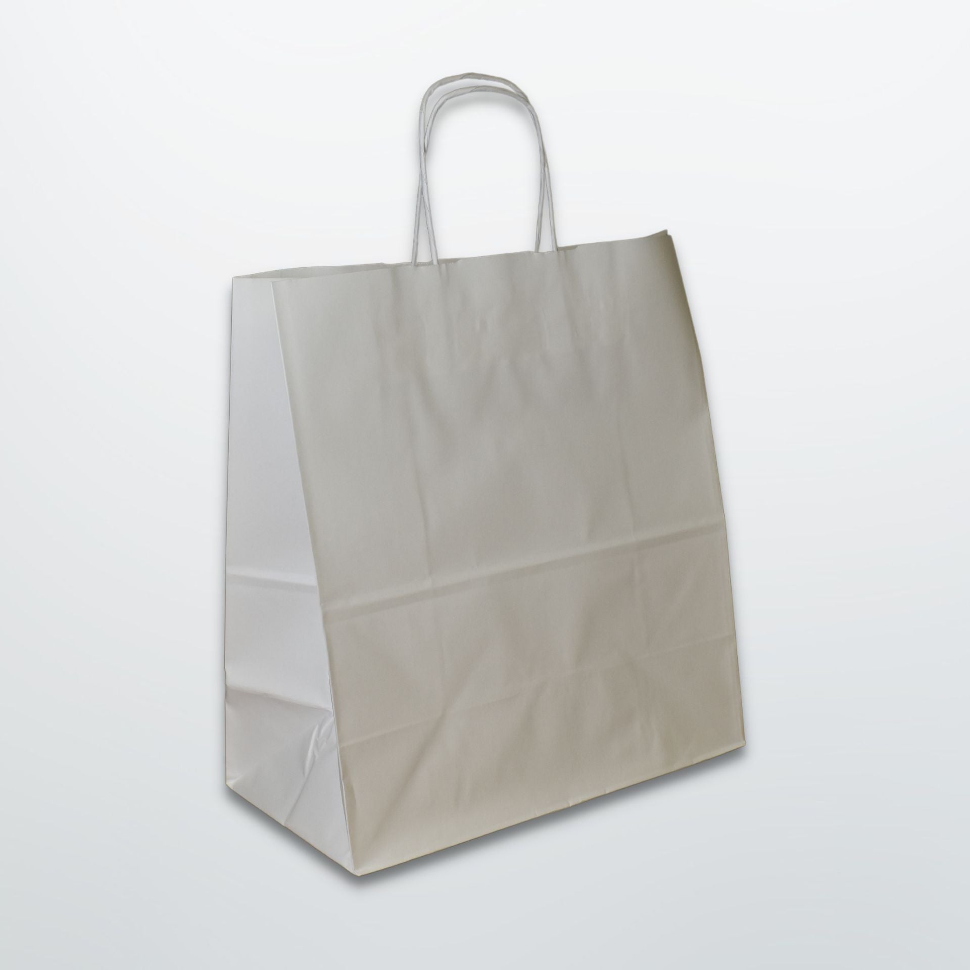 White Wide Base Twist Handle Paper Bags - Plain - Print on Paper Bags