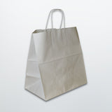White Wide Base Twist Handle Paper Bags - Plain - Print on Paper Bags