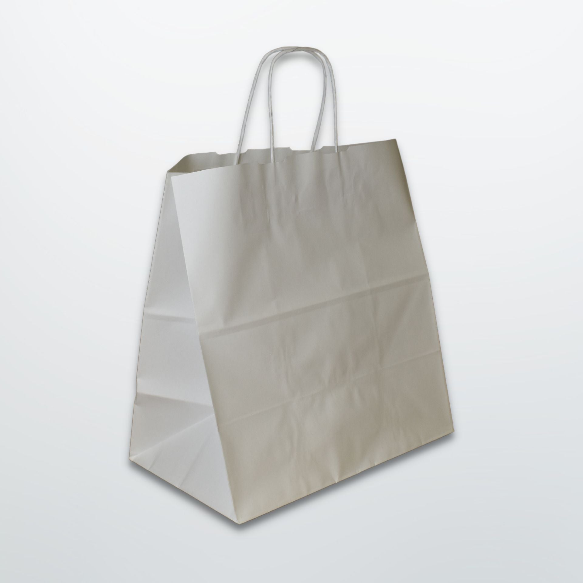 White Wide Base Twist Handle Paper Bags - Plain - Print on Paper Bags