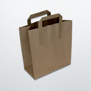 Brown Flat Tape Handle Paper Bags - Plain - Print on Paper Bags