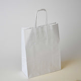 White Twist Handle Paper Carrier Bag - Plain - Print on Paper Bags