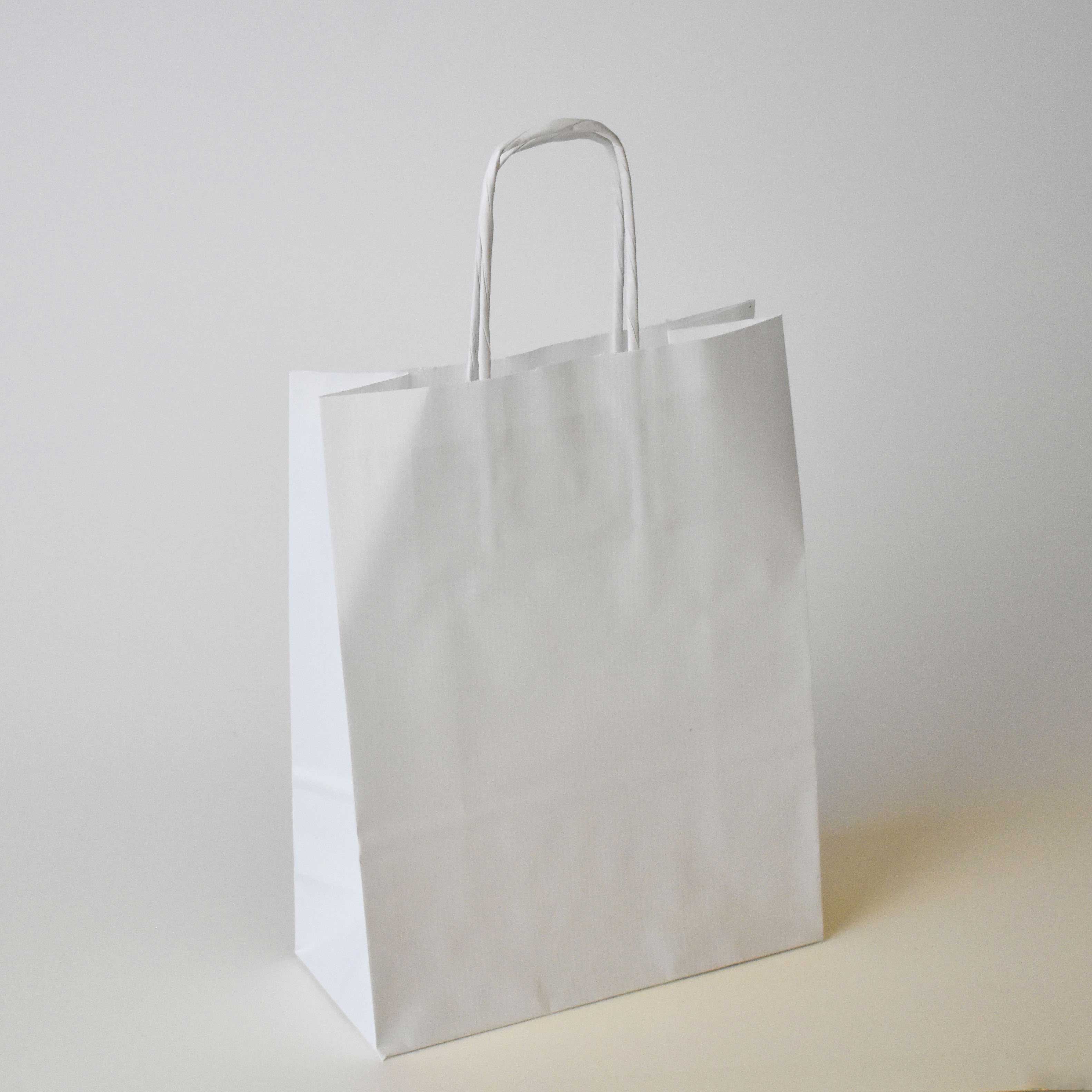White Twist Handle Paper Carrier Bag - Plain - Print on Paper Bags