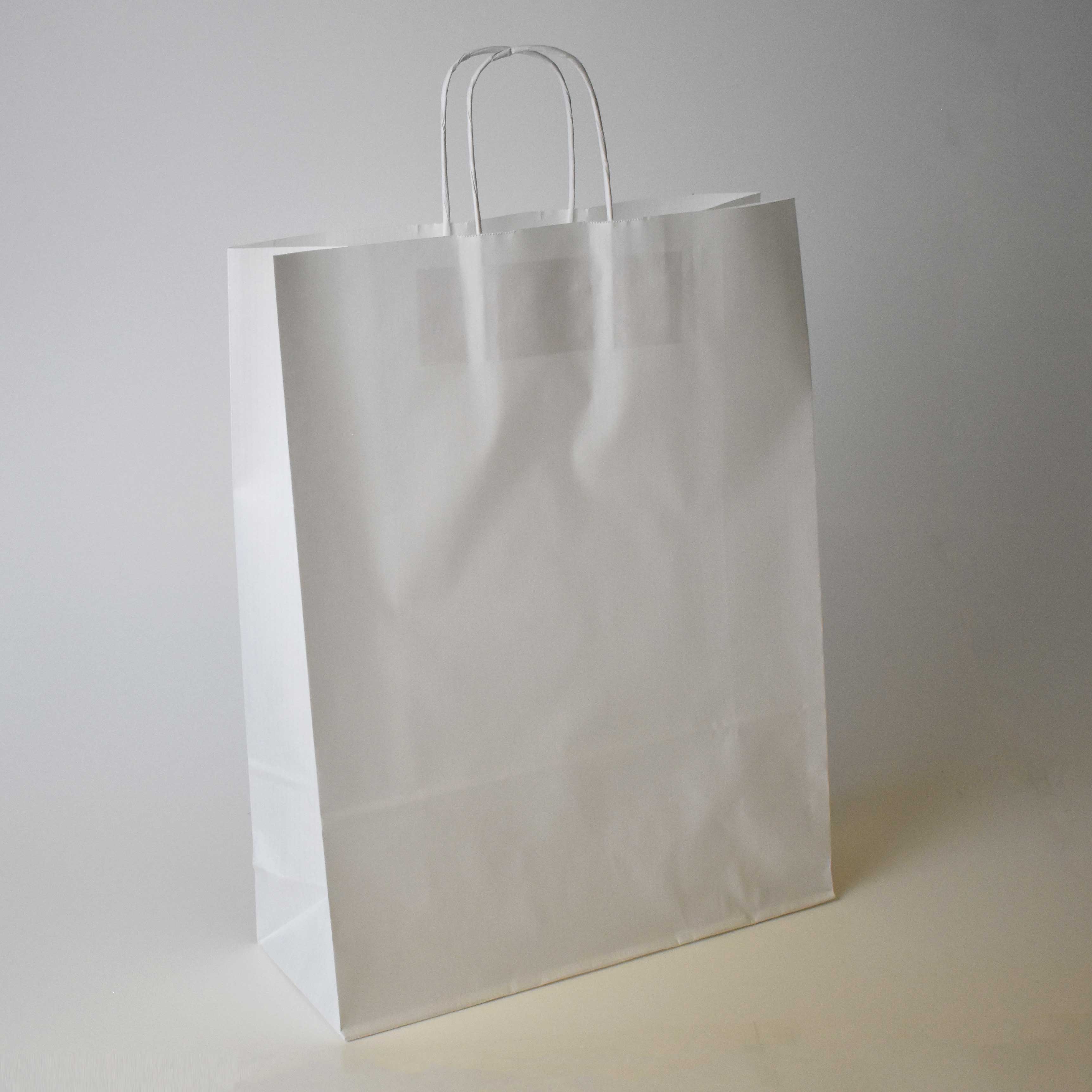 White Twist Handle Paper Carrier Bag - Plain - Print on Paper Bags