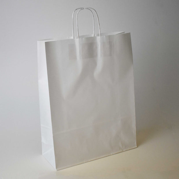 White Twist Handle Paper Carrier Bag - Plain - Print on Paper Bags