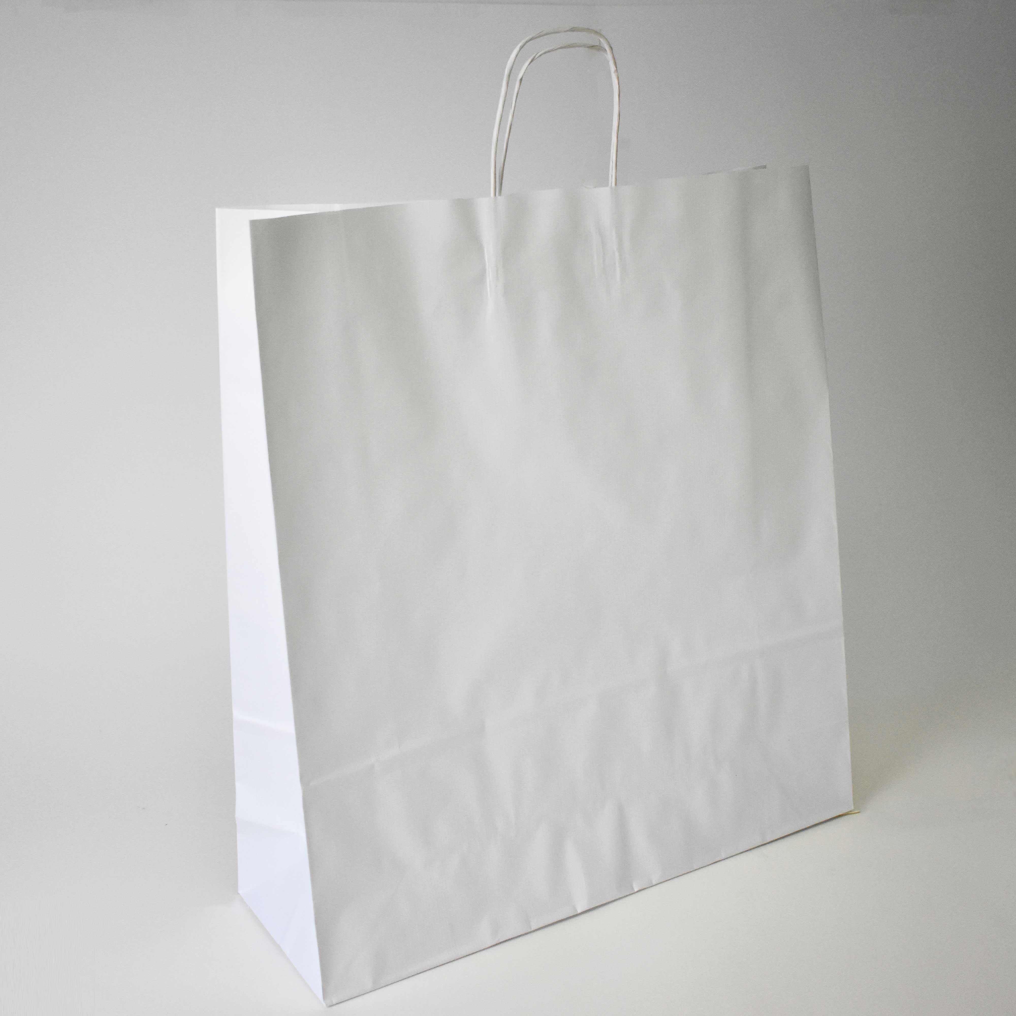 White Twist Handle Paper Carrier Bag - Plain - Print on Paper Bags
