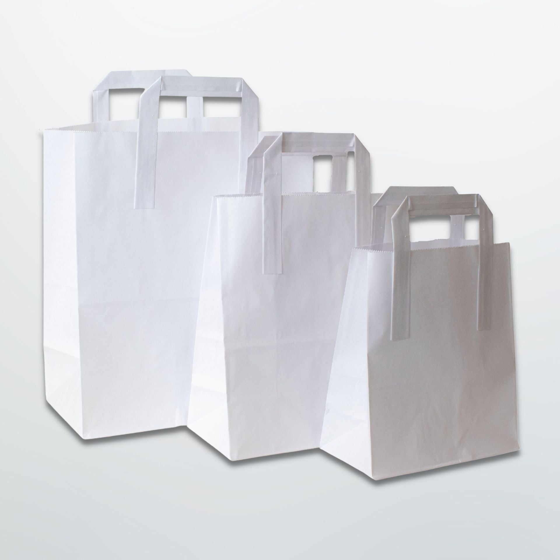 White Flat Tape Handle Paper Bags - Plain - Print on Paper Bags