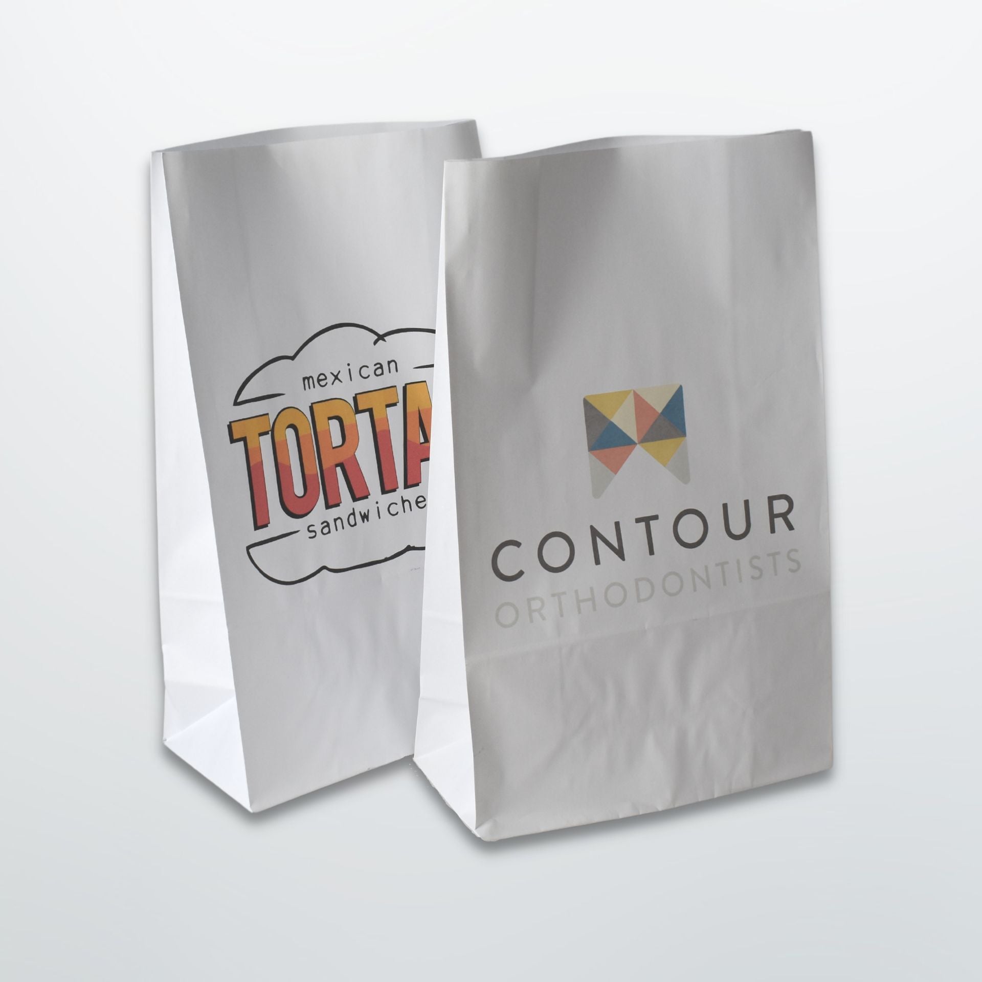 White Paper Grab Bags - Printed - Print on Paper Bags
